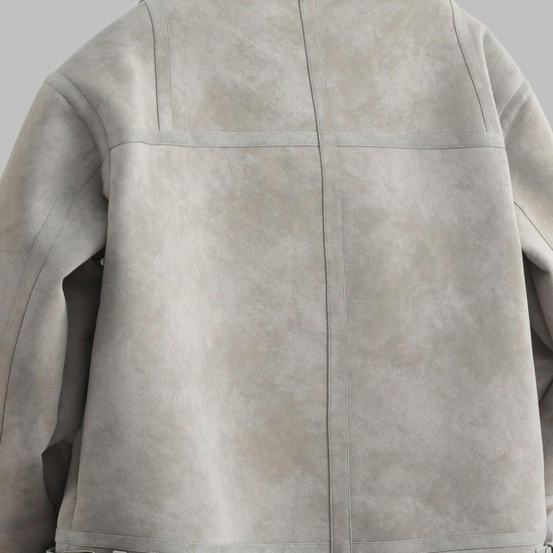 Herren Faux Fur Kragenlose Kapuzenjacke Winter Warm Oberbekleidung Lässig Streetwear Verdickt Leichter Mantel