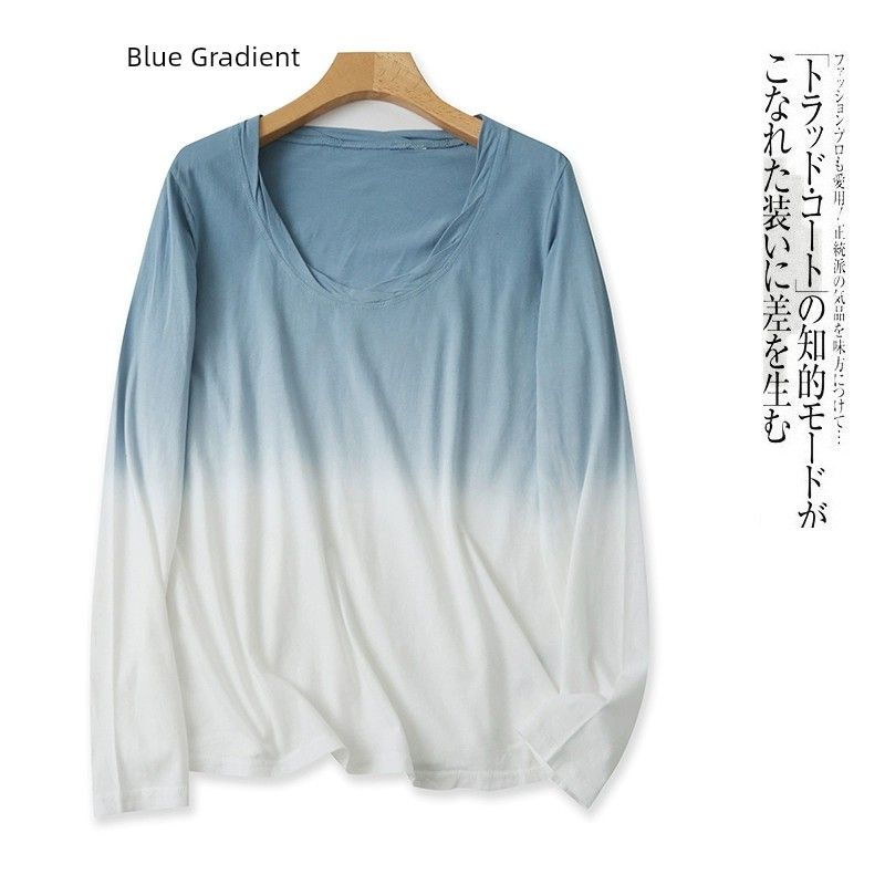 

Градиентный Новый Свободный Топ-футболка с круглым вырезом и длинным рукавом Blue Gradient B- 4-10-1 XL