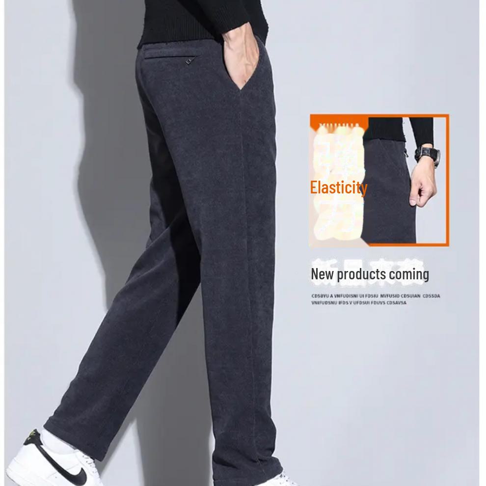 [Selected] 2024 Slim Straight Plus Velvet Casual Pants - Trendy Autumn & Winter Thickened Trousers