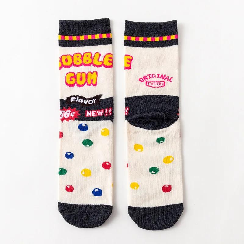 Women Socks Funny Cute Cartoon Fruits Banana Avocado Lemon Egg Cookie Donuts Food Happy Japanese Harajuku skateboard Socks