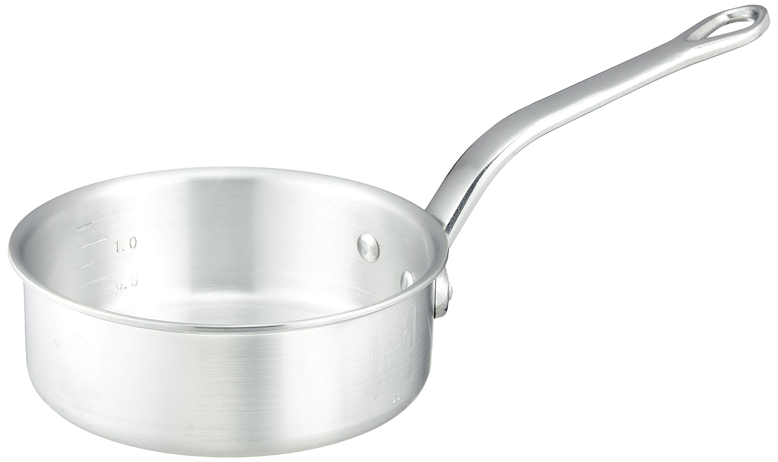 

EBM Aluminum Pro Chef Shallow Saucepan Measuring 18cm (with Scale)