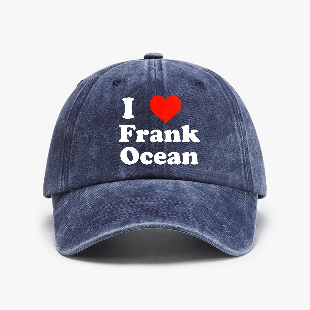

I Love Frank hat Unisex Women Blond Hip Hop Trend Golf hats Ocean Fashion Rapper Outdoor Washed denim baseball cap Adjustable