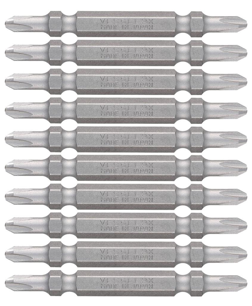 VESSEL 40V kompatibler Problemlösungsbit, gut sichtbarer Doppelkopfbit +2×65, 10er-Set, DS10P2065F