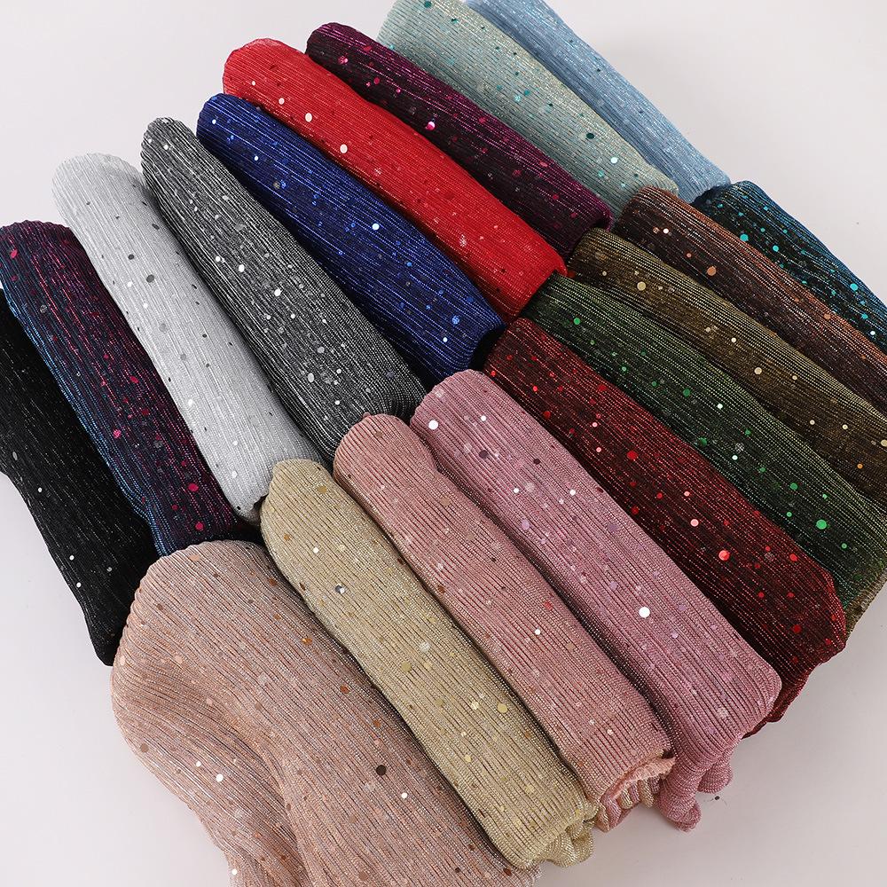 Neuer Stil Kopftuch Euro-Amerikanischer Trend Pailletten Schal Hijab Herbst Pashmina Seidenschal