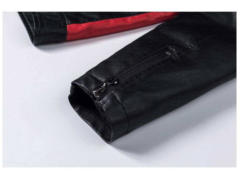 Męska Retro Patchworkowa Skórzana Kurtka Biker, Stójka, Ciepła, Jesień/Zima Casualowa Moda