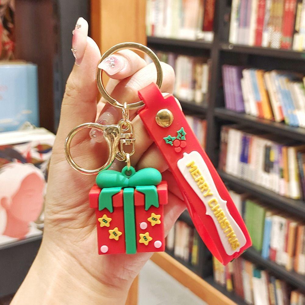 3pcs Key Chains Silicone Keychain Christmas Doll Keyring Christmas Decoration
