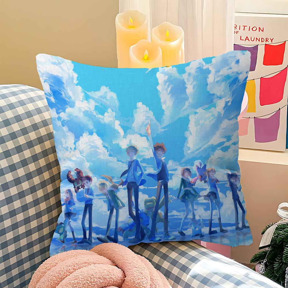 Anime Digimon Office Cushion Pillowcase Car Cushion Cover45X45CM Lumbar Pillowcase Sofa Pillowcover
