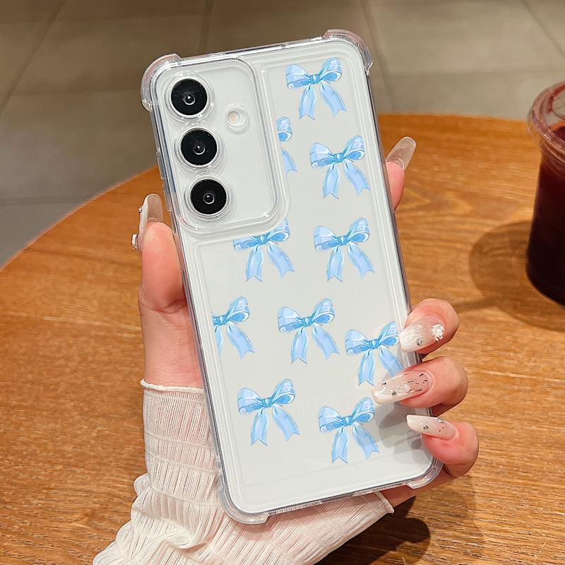 Für Samsung S25 Edge S24 FE S23 Ultra A16 A56 A36 A15 A55 A35 Hülle Schleifenmuster Klar Stoßfest Weiches Silikon Schlanke Handyhülle