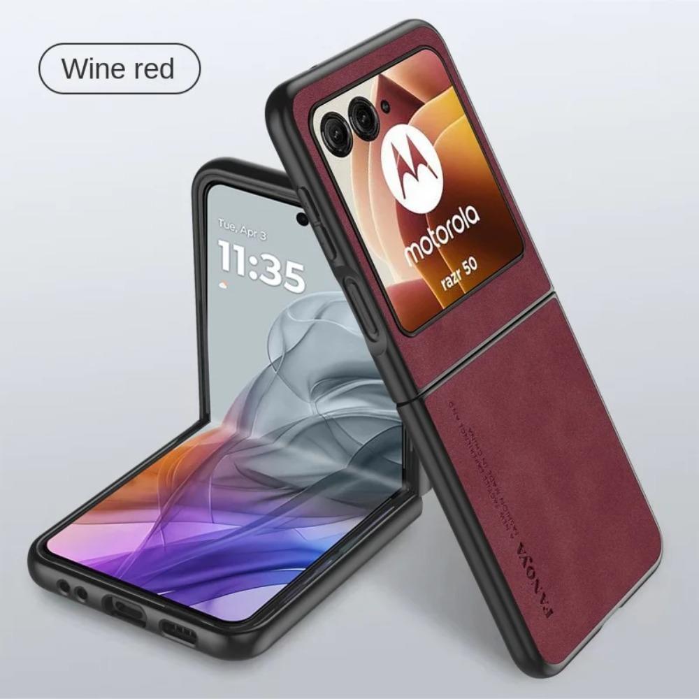ძვირადღირებული Lambskin PU ტყავის ყდა Motorola Razr 50 Ultra Moto Razr50 50 Ultra Razr 40 2023 დარტყმაგამძლე მყარი პლასტიკური ტელეფონის ქეისი