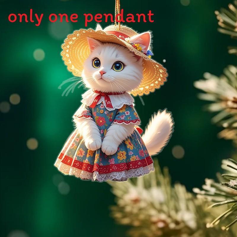 

Car Interior Decor Acrylic Cute Cat Mirror Pendant With Cartoon Style For Vehicle Interior Enhancement Style B