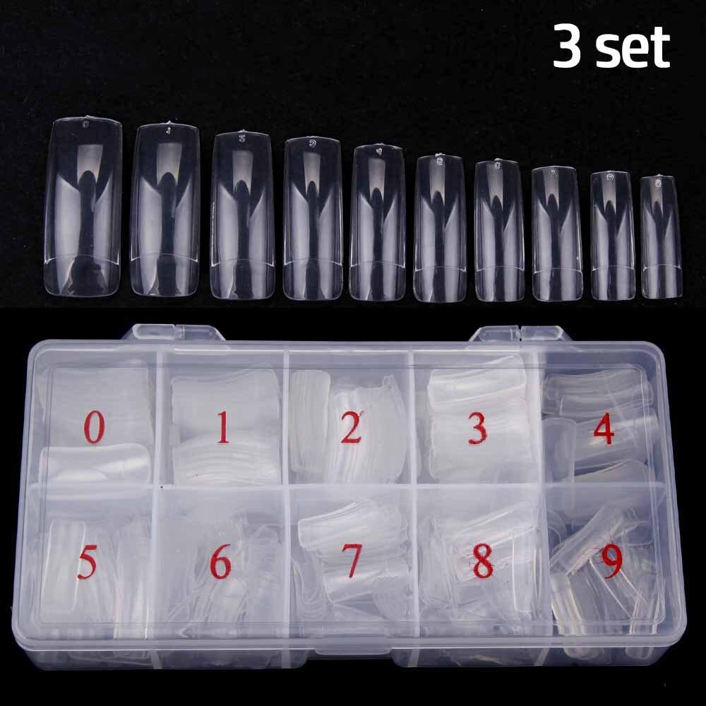 2/3/5 set sfaturi pentru extensie pentru unghii false artificiale Frecch acoperire completa Unghii false acrilice capsule transparente manichiura 500 buc/cutie