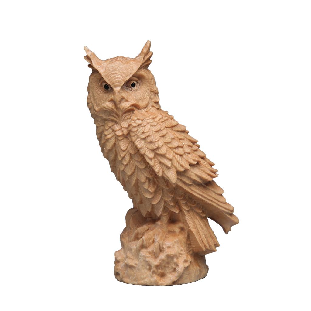 Wooden Owl Statue Ornament,4.13" Solid Wood Crafts,Creative Living Room Home Decoration,Collection Souvenirs,Birthday Gift