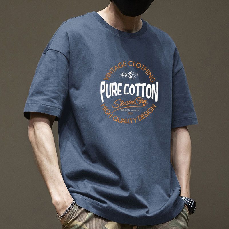 Men Short Sleeve Print Cotton T Shirt Summer Tops