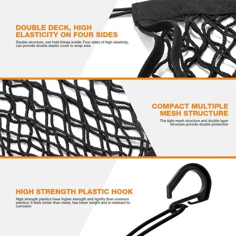 BlackMotorcycle Helmet Storage Trunk Bag Motorcycle Luggage Net Hook Hold Bag Cargo Bike Scooter Mesh Fuel Tank Luggage Equipaje