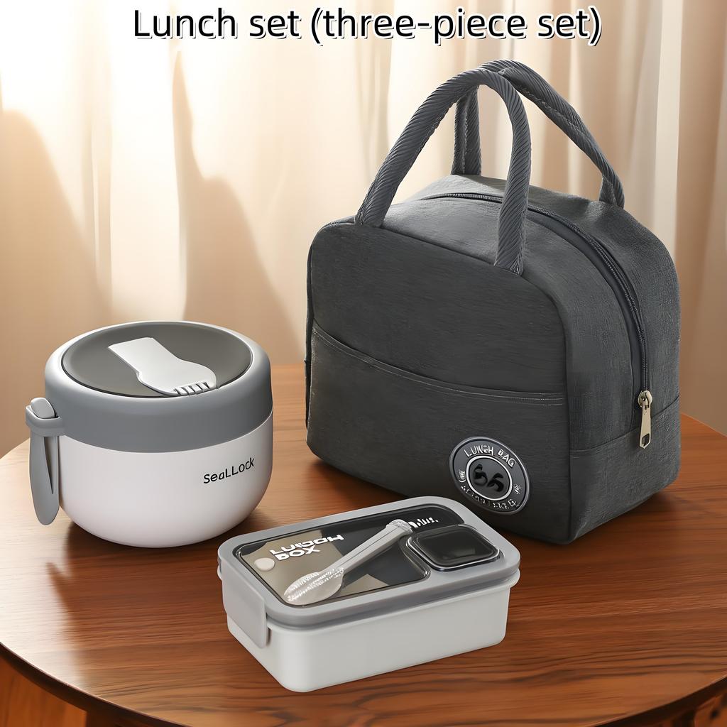 3-Piece Leakproof Lunch Containers Set | Insulated Thermal Bag Included | Spacious Bpa-Free Meal Prep For School & Work