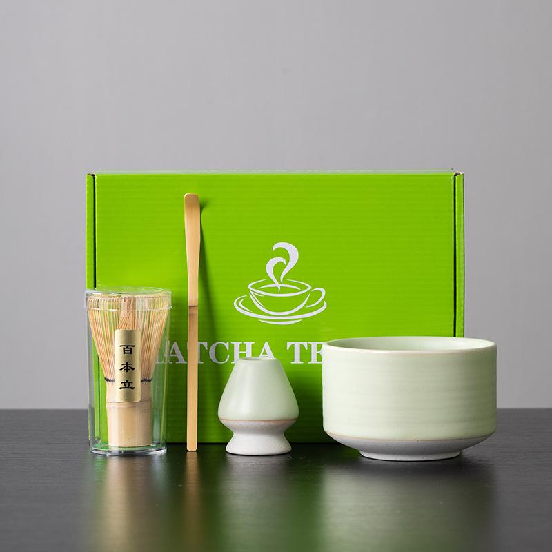 New arrived Matcha tea set Straight bowl matcha scoop ceramic tea bowl coffee tools set japanese tea accessories