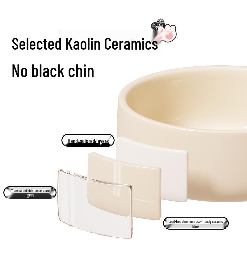 Elevated Ceramic Cat & Dog Bowl Stand - Leak-Proof, Neck Protection, Multifunctional for Dining & Water