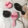Pink & Black Y2K Bow Airbag Massage Comb – Cute, Portable DIY Hairbrush