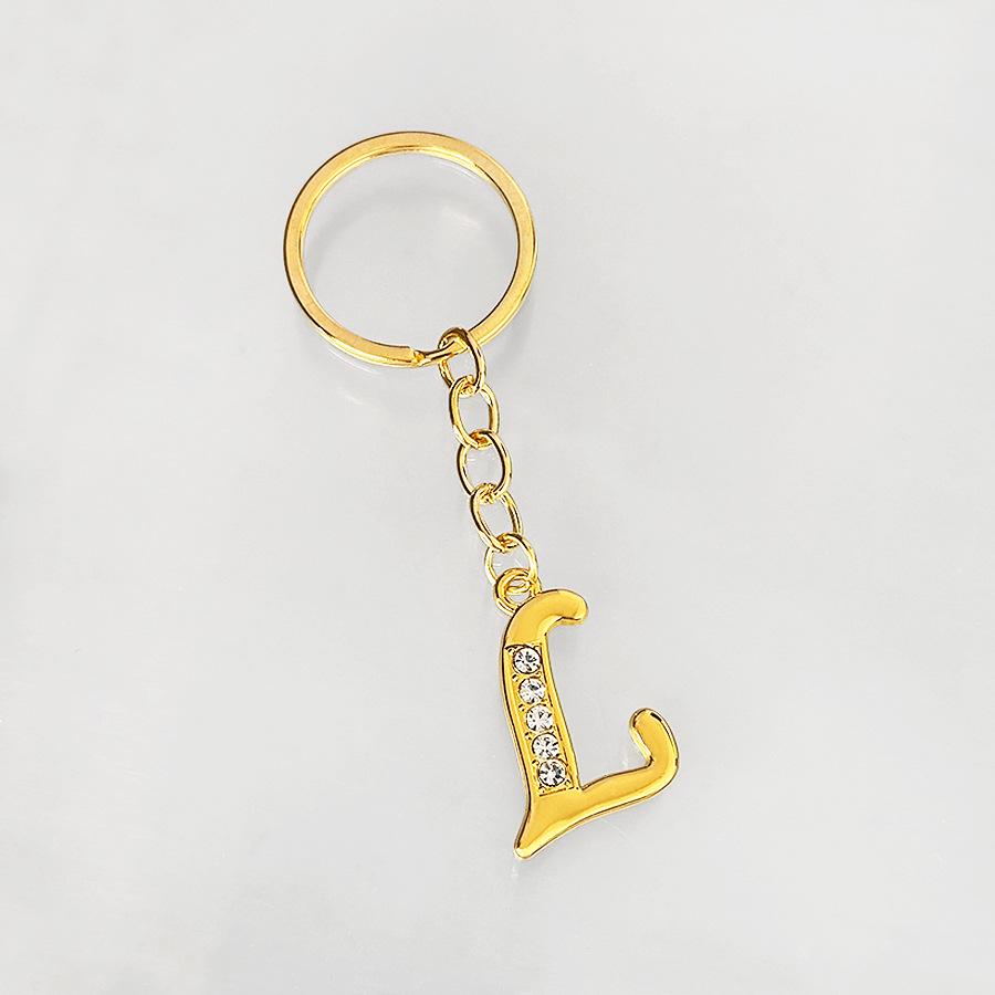 Creative Rhinestone Initials Metal Keychain – Korean Style Car Keyring Party Gift.