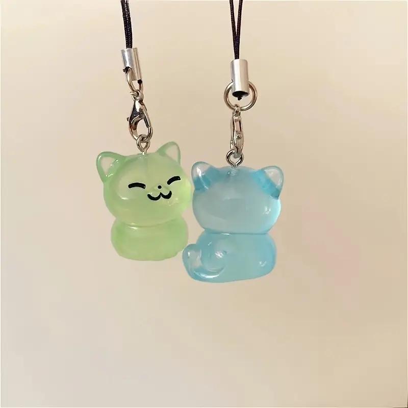 Uroczy Kot Błyszczący Wisiorek do Telefonu Komórkowego Zawieszki Żywiczna Łańcuszek Do iP 16 Aparatu CCD Akcesoria do Torby na Zamek Ins Korea Kawaii Anime Etui