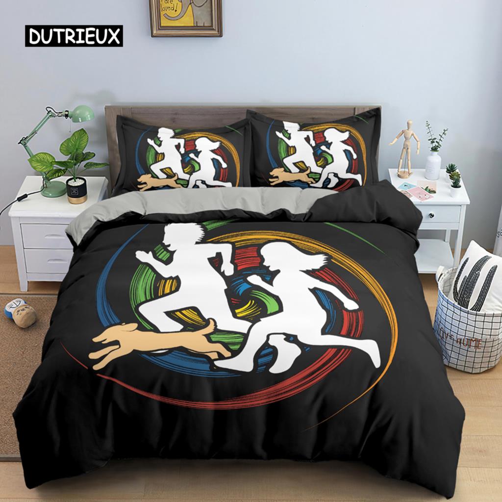 Sport Player King Queen Duvet Cover Skiing Action Bedding Set Teens Adults Extreme Sport Soft Black 2/3pcs Polyester Quilt Cover