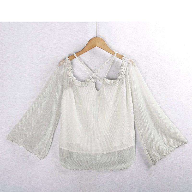 

Bright Silk Hedging Fashion Flared Sleeves Export Tail Shirt Light gray M