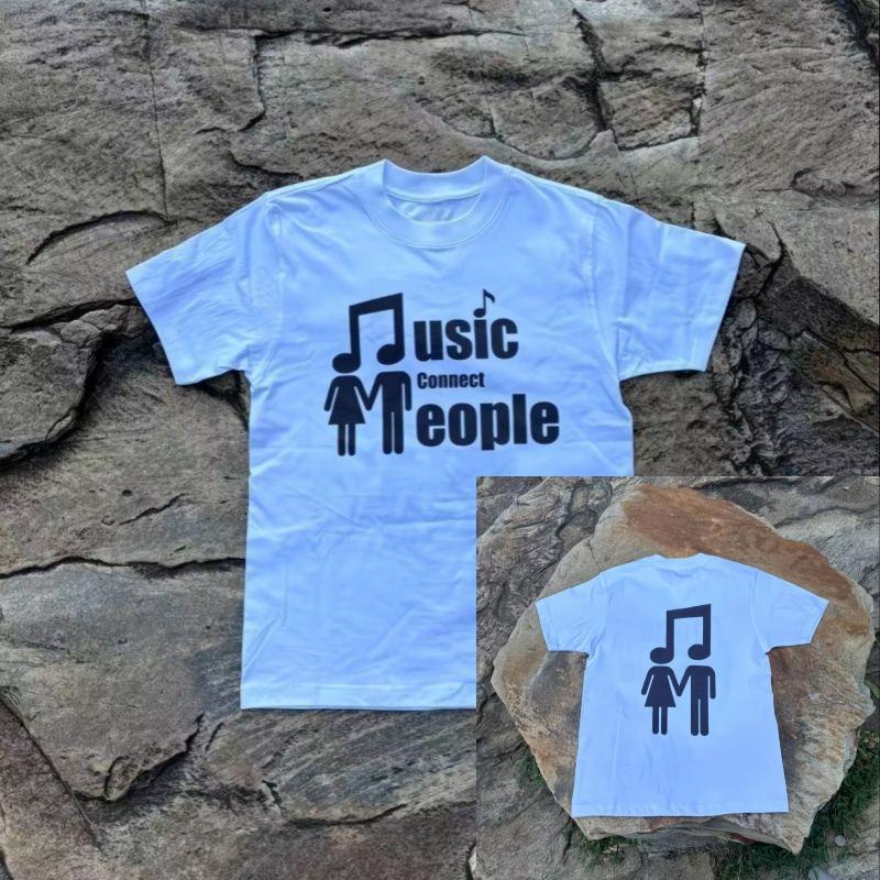 

American Retro Music Connects Humans with Printed Short-sleeved T-shirts for Men Women. New Loose and Versatile Ins for Summer 4XL