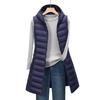 Female Autumn and Winter Medium Long Hooded Light Down Padded Jacket Waistcoat Cotton Vest