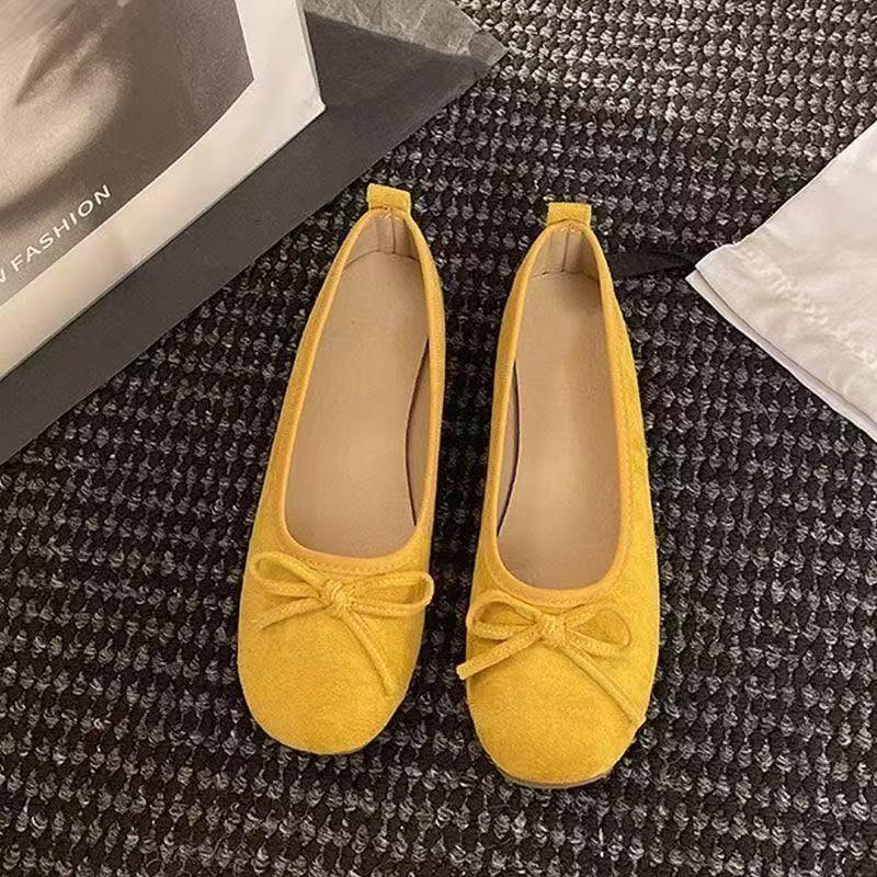 Summer evening breeze bow ballet shoes 2025 new women's flat temperament with skirt shallow mouth single shoes