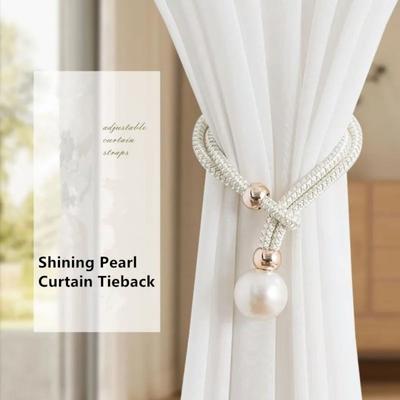 Polyester Pearl Curtain Tieback Adjustable Beautifully Pearl Curtain Buckle Buckle Tie Rope High Quality Curtains Tie Rope
