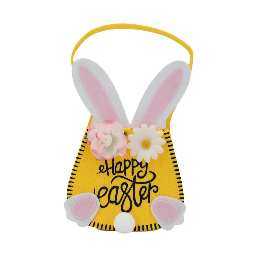 Rabbit Ear Easter Tote Bag Flowers Decoration Gift Bag Creative Easter Basket Family Party