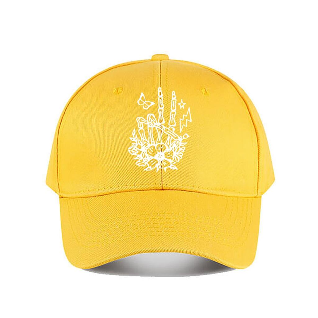 Oversized Gothic Floral Skeleton Print Baseball Cap Fashion Unisex Sunhat Womens Outdoor Sports Snapback Cap