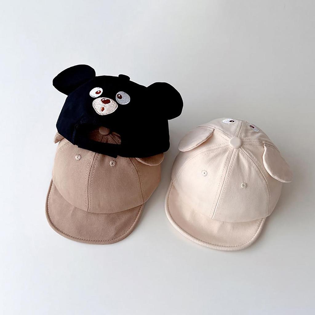 Cartoon Bear Ear Baby Baseball Cap Cute Solid Color Infant Peaked Hat Summer Cotton Kids Boy Girl Sun Visor Hats