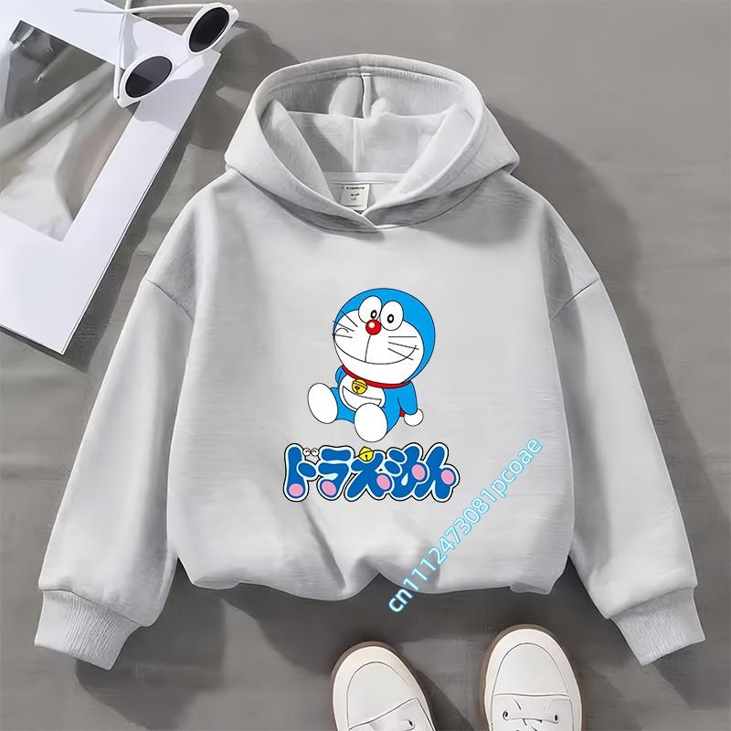 Doraemon children's hooded sweatshirt for boys, girls' casual top with cartoon print,long-sleeved,suitable for autumn and winter