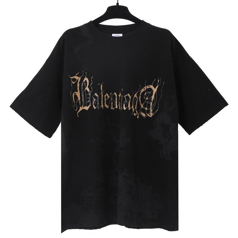 Unisex Oversized Cotton T-Shirt With Bold Letter Print Vintage Washed Loose Fit Casual Tee