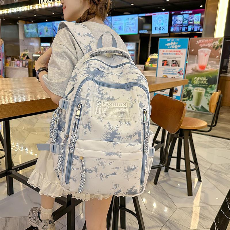 New national style versatile tie-dye backpack student large-capacity simple schoolbag female niche personality casual backpack female