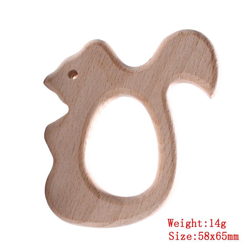 5Pcs/Lot Food Grade Wooden Teether Toys Animal Shape Wood Necklace Pendant for Baby DIY Wooden Teething Chew Toys