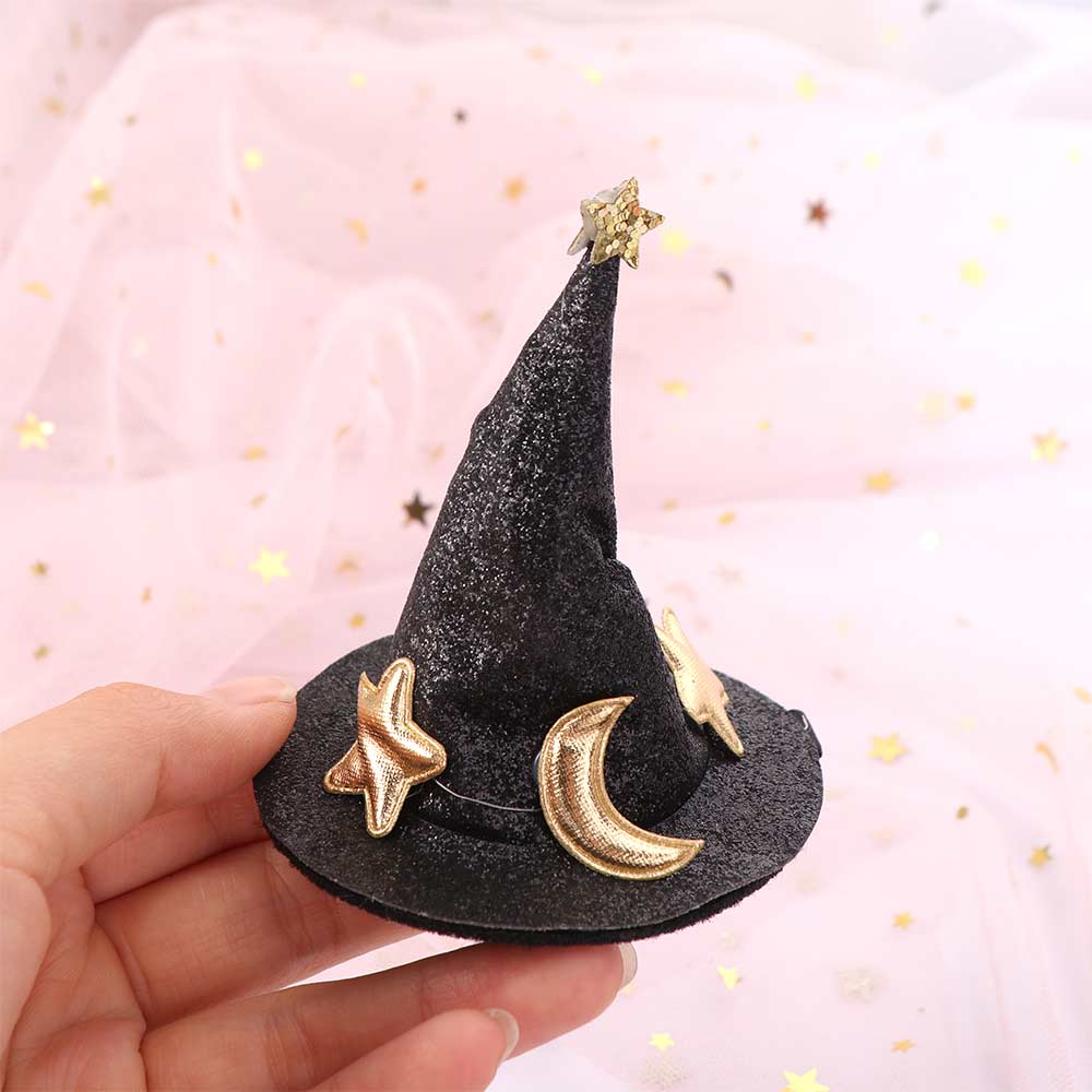 Barrette Bent Hat Hair Clip Wizard Hat Pet Halloween Hair Accessories  Halloween Party