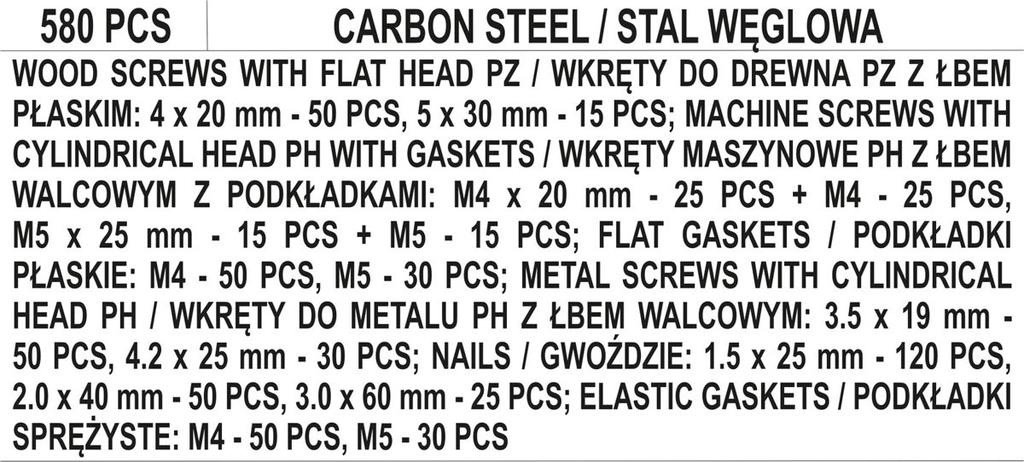SCREWS, NAILS SET, 580 PCS. 24122 VOREL