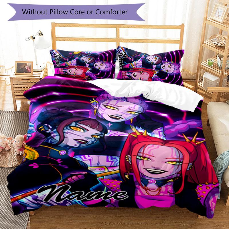 3pcs KPop Demon Hunters36 Cover Set - Personalized Name, HD Printed Bedding with 1 Cover and 2 Pillowcases - Perfect for Home Decor, Easy Care