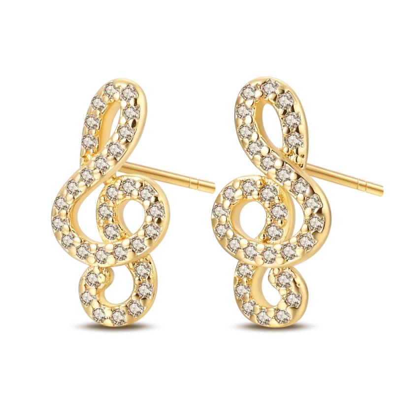 Original New In 925 Silver Gold Star And Moon Pave Colored Zircon Earrings For Women Trending Fashion Jewelry Birthday Gift