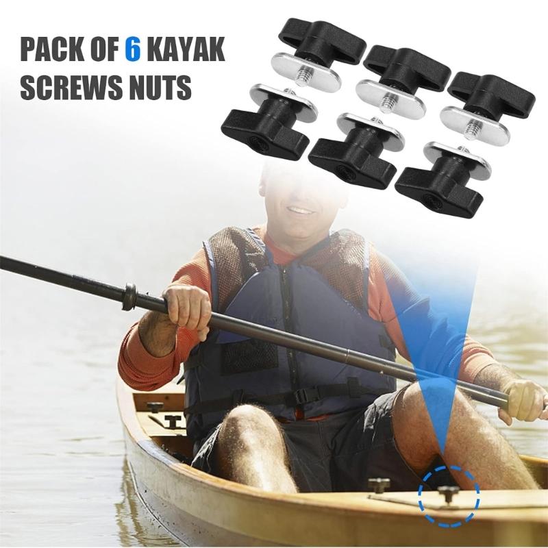 6Pcs Boats Screw Mounting Nut Kayak Track Rail Mounting Screws Nut Stainless Steel Canoes Screws with Nut Easily Install