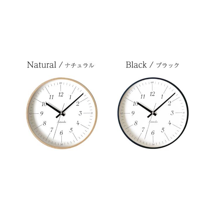 KATOMOKU Plywood Clock 18 Black Wall Clock with Continuous Second Hand km-110BK 304mm (quartz Clock)