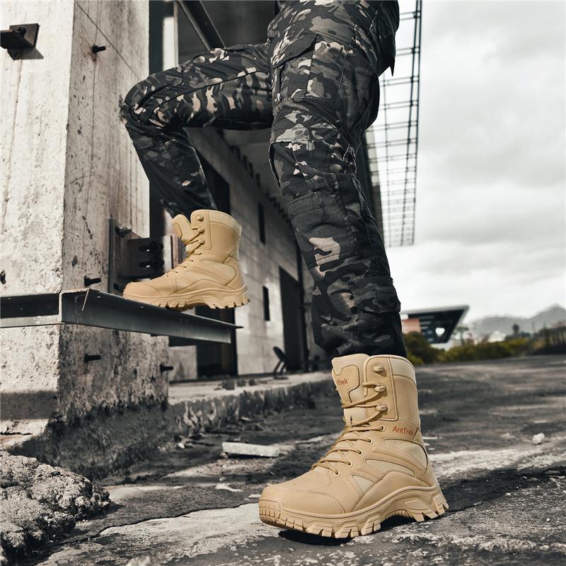 Fashion Male Comfortable High Top Hiking Shoe All-match Male Basic Boots Outdoor Leather Casual Shoes Fashion Men's Motorcycle Boots