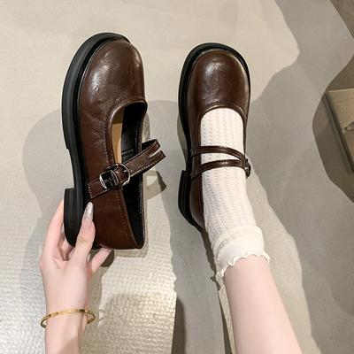 Vintage Mary Jane Shoes Women's 2025 Spring New Flat-bottomed Versatile College Japanese Uniform Jk with Skirt Small Leather Shoes