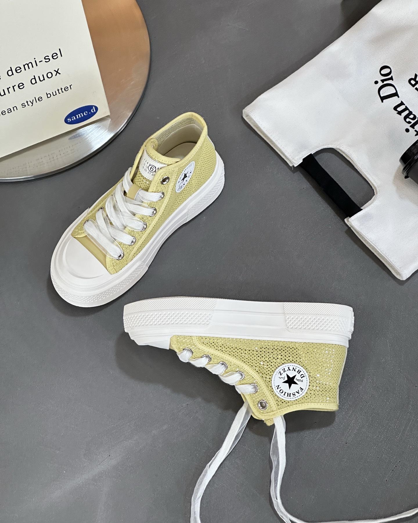 

Сетчатые высокие кеды женские 2025 новая летняя дышащая с пайетками универсальная легкая платформа повседневная спортивная обувь 40 жёлтый