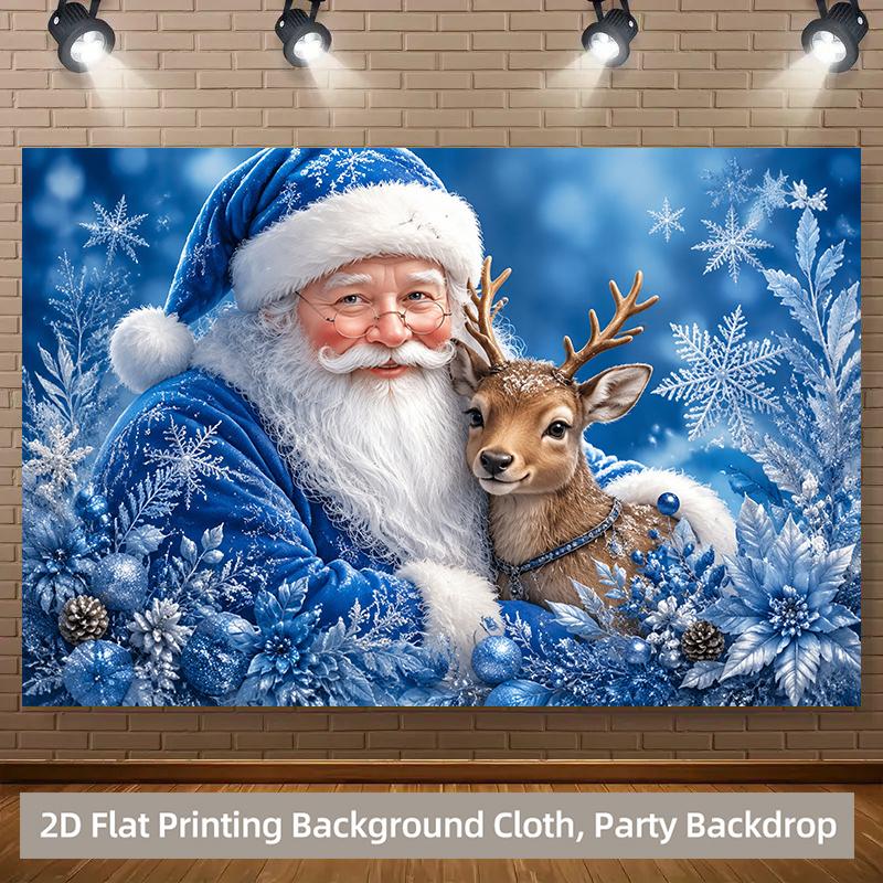1Pcs Santa Reindeer Smiling Face Christmas Decoration Background Xmas Backdrop Decorations For Photo Studio Photo Booth Party