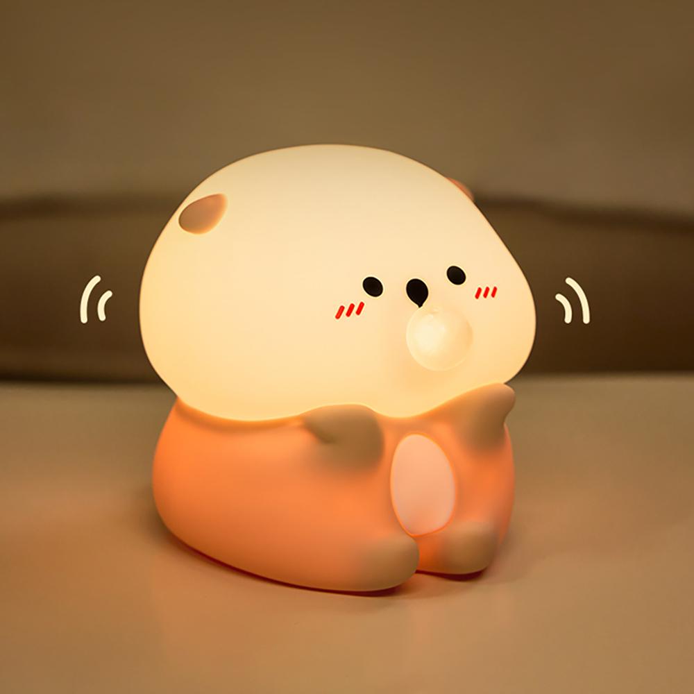 Cute Frog Night Light For Kids Silicone Nursery Night Light Dimmable LED Squishy Sleeping Lamp Rechargeable Bedside Touch Lamp