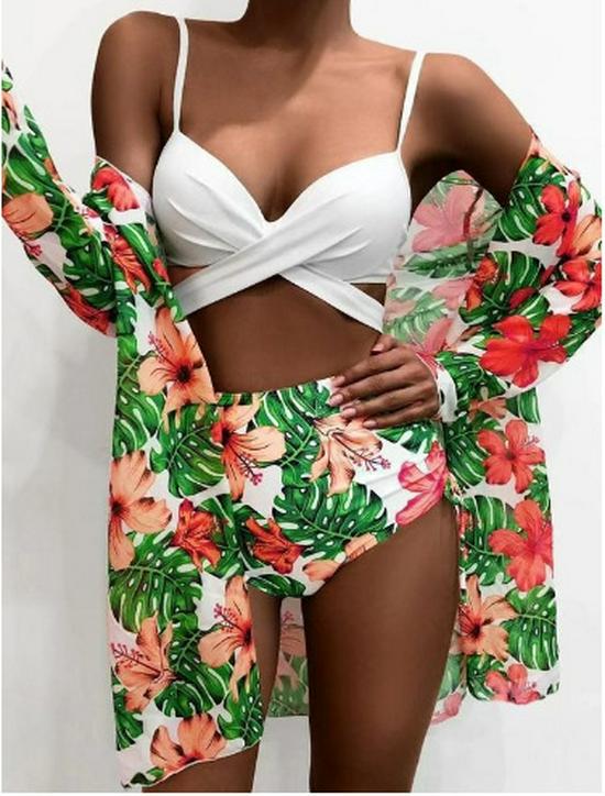 2025 Women's European & American Printed Bikini Swimsuit Beach Set