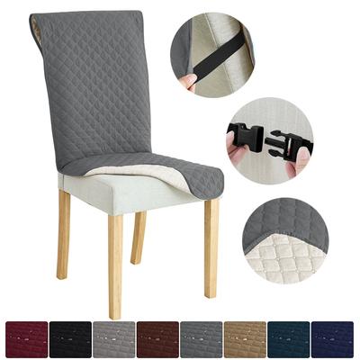 1PC Quilted Dining Chair Seat Cover Water Repellent Seat Cushion Cover Chair Slipcover with Elastic Strap for Wedding Banquet